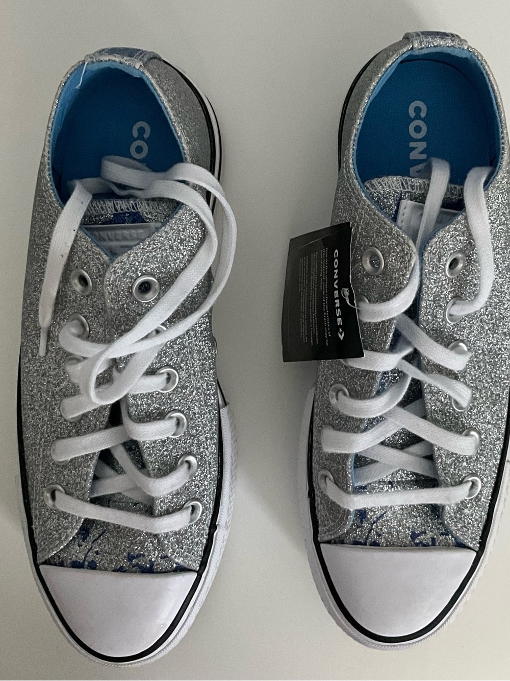 Converse Silver Glitter Platform Sneakers